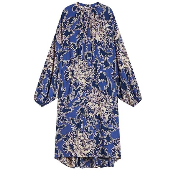 Closed Dresses & Skirts - Closed Emily Maxi Dress Oversized Silk Blend Blue Abstract Print Size XXS NWOT
